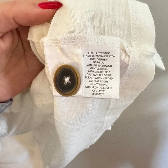 Sanctuary White Button Front Drawstring Waist Slub Tank Top XL NWT - Picture 4 of 4